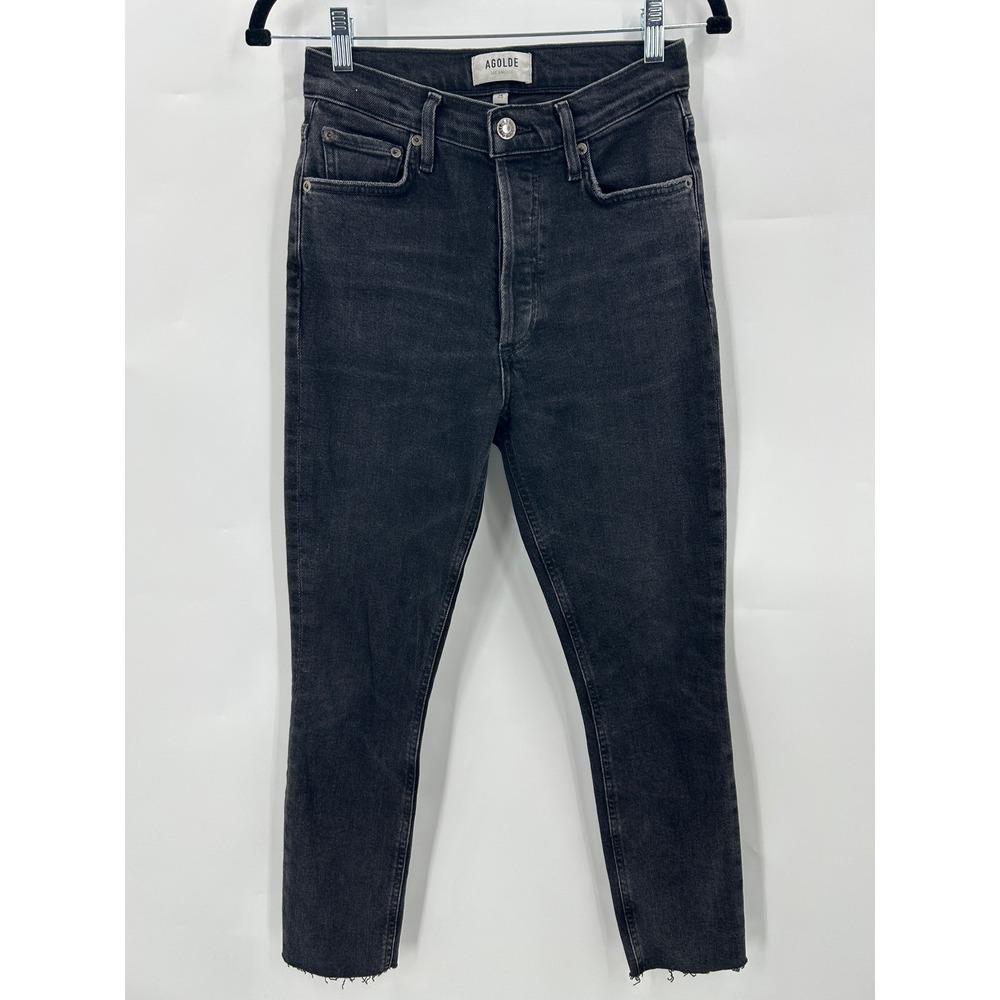 AGOLDE Nico High Rise‎ Slim Fit Ankle Raw Hem Jeans Black Wash Womens Size 25